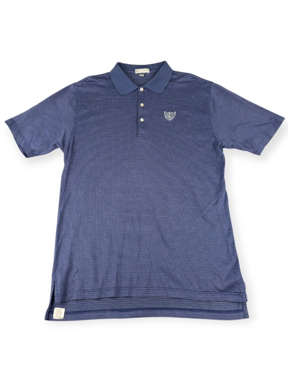 Peter Millar Performance Golf Polo Men's Large Blue Micro-Dot Pattern EUC
